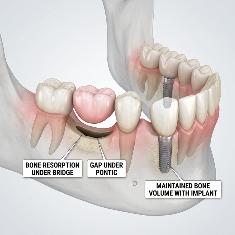 Bone Resorption in the Jaw Under a Dental Bridge