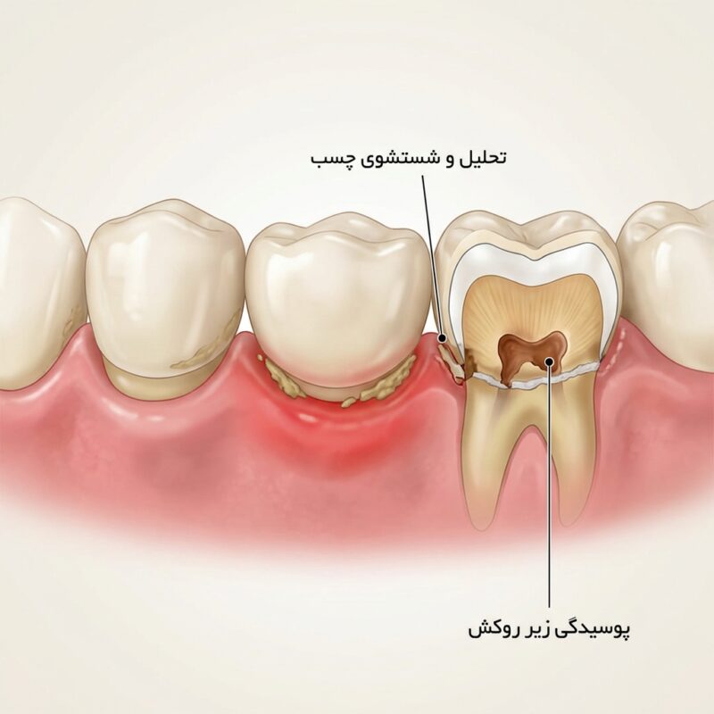 پوسیدگی دندان پایه در زیر روکش بریج